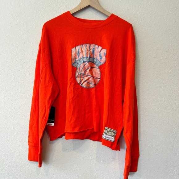 Mitchell & Ness Sweaters - NEW Womens XL MITCHELL AND NESS NBA NEW YORK KNICKS CREWNECK Crop Top Shirt